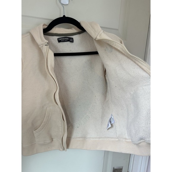 True Religion Cream Zip Hoodie with Black Logo Size Large (7) Kids - Picture 5 of 11